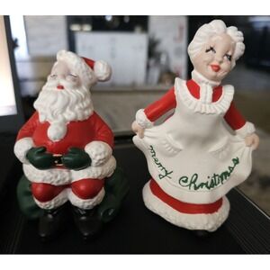 Vintage Atlantic Mold Merry Christmas Santa & Mrs Claus Display Figurines